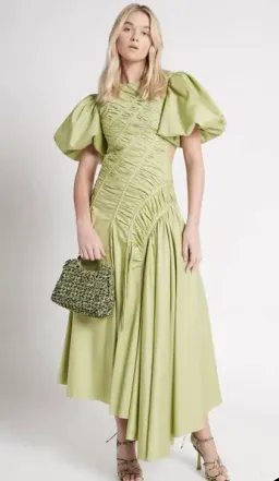 AJE Siren Drawstring Midi Dress Green Size 6 for rent on The Volte - image 2