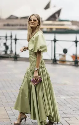 AJE Siren Drawstring Midi Dress Green Size 6 for rent on The Volte - image 4