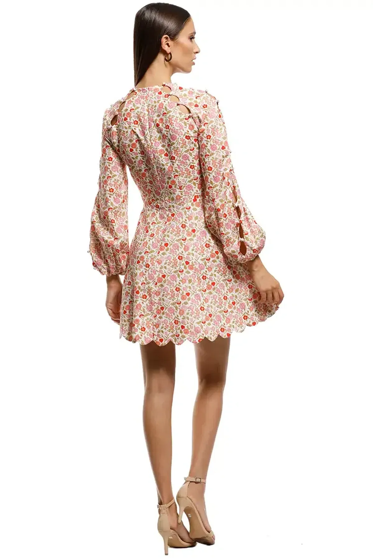 Zimmermann Goldie Scallop Short Dress Floral Size 14 AU - Image 3