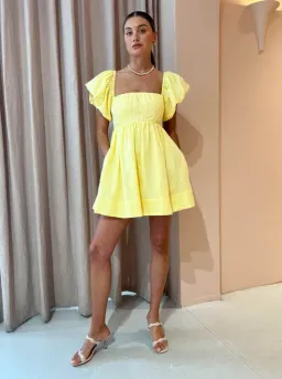 Sovere Relish Mini Dress in Lemon Butter Size 6 for rent on The Volte - image 1