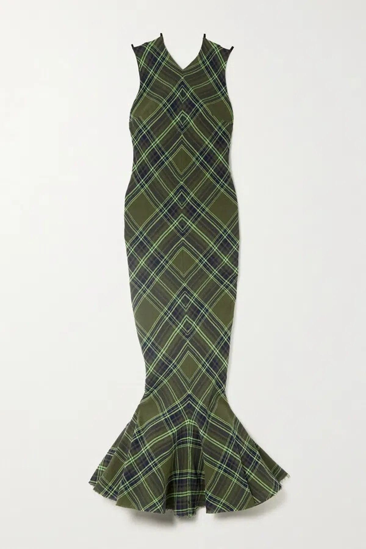 Connor Ives Fluted Checked Cotton Blend Gauze Midi Dress Print Size 6 - Image 4