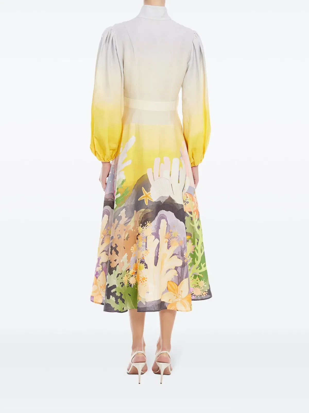 Leo Lin Nellie Midi Dress Neptune Print in Seashell Size 14 - Image 2