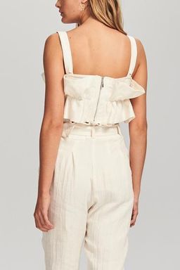 Steele Aster Crop Top and Linen Pants Set Cream Size 6 for rent on The Volte - image 3