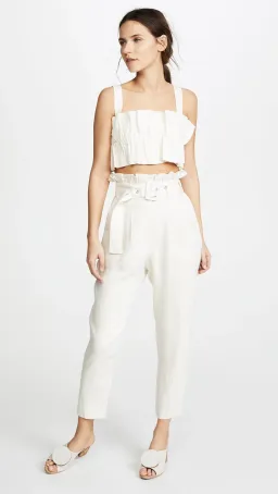 Steele Aster Crop Top and Linen Pants Set Cream Size 6 for rent on The Volte - image 1