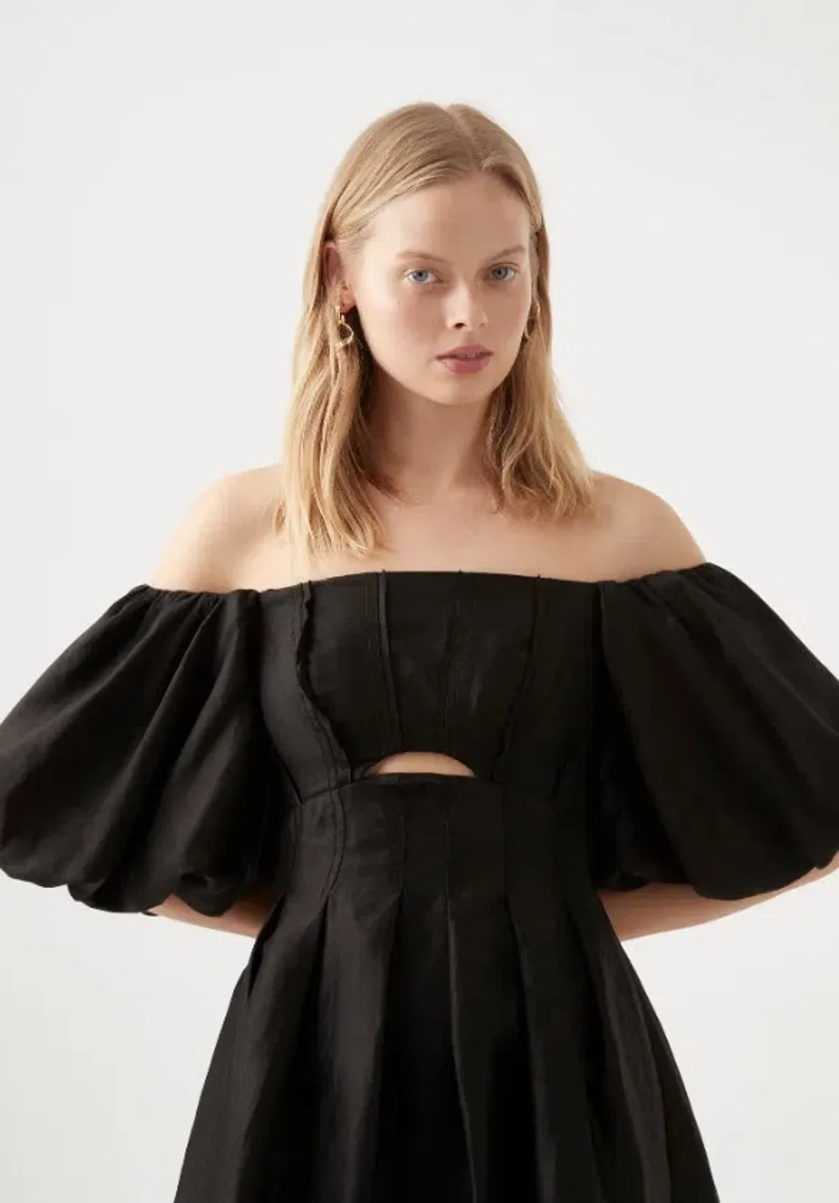 Aje Eugenie Off Shoulder Midi Dress Black Size 8 - Image 2