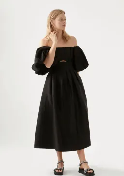 Aje Eugenie Off Shoulder Midi Dress Black Size 8 for rent on The Volte - image 1