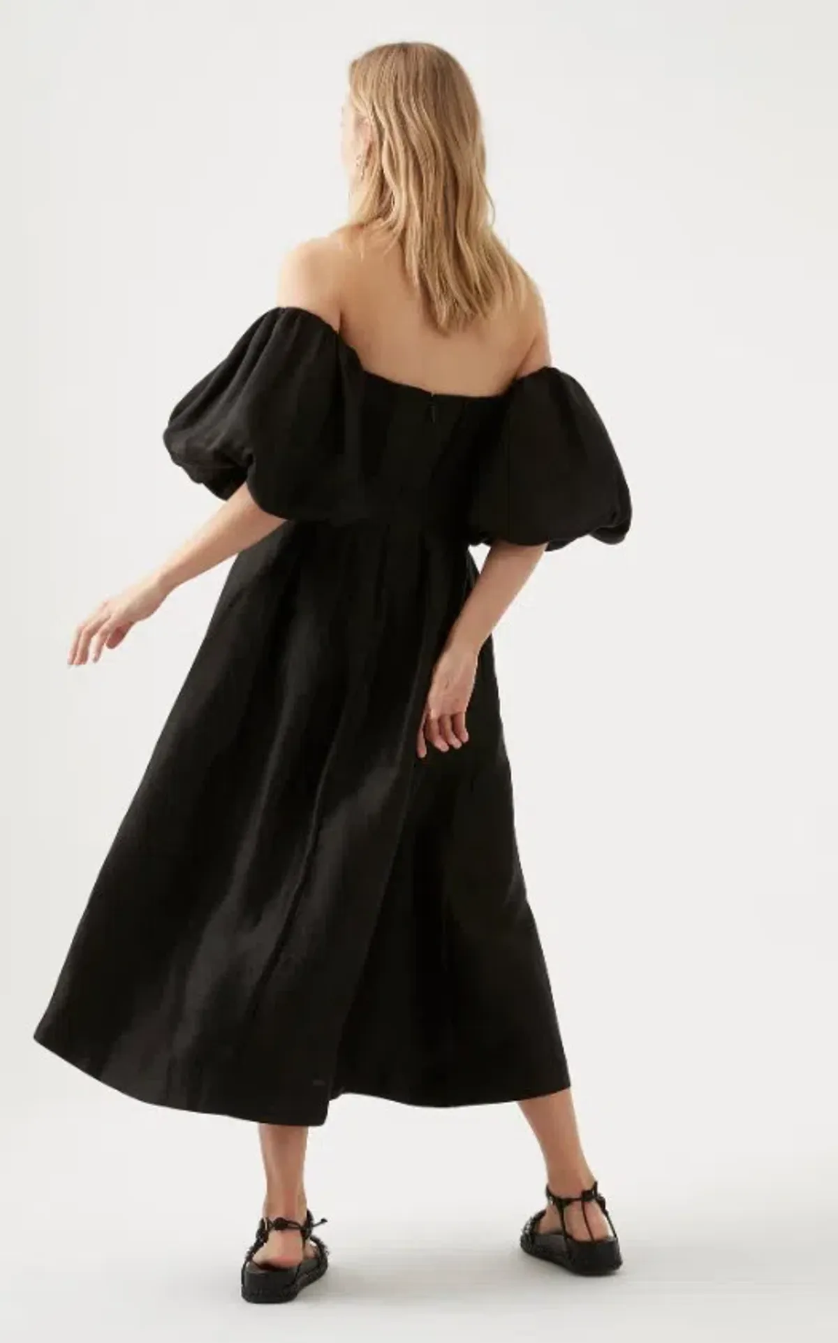 Aje Eugenie Off Shoulder Midi Dress Black Size 8 - Image 3