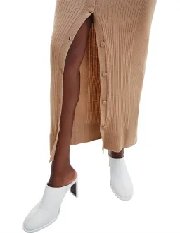 Calvin Klein Wool Tencel Rib Midi Dress Safari Canvas Size 10 for rent on The Volte - image 4