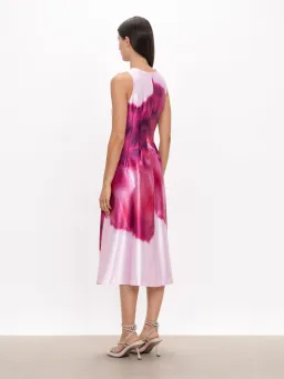 Veronika Maine Marbled Satin Midi Dress Fuchsia Size 6 for rent on The Volte - image 3