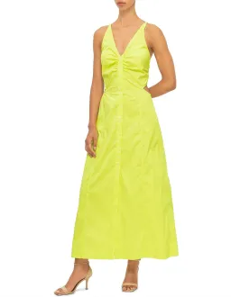 Ganni Stretch Cotton Maxi Dress Yellow Size 12 for rent on The Volte - image 4
