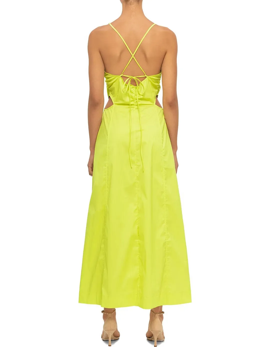 Ganni Stretch Cotton Maxi Dress Yellow Size 12 for rent on The Volte - main image