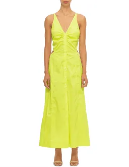 Ganni Stretch Cotton Maxi Dress Yellow Size 12 for rent on The Volte - image 1