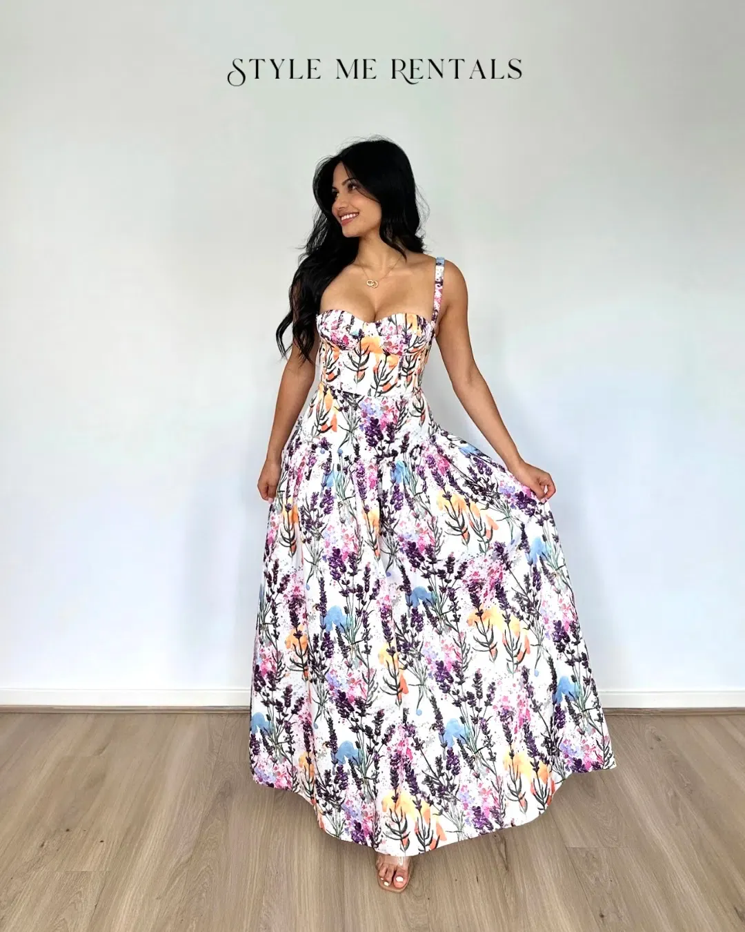 Justin Tong Lavande Maxi Dress Winter Bloom Print Size 8 for rent on The Volte - main image