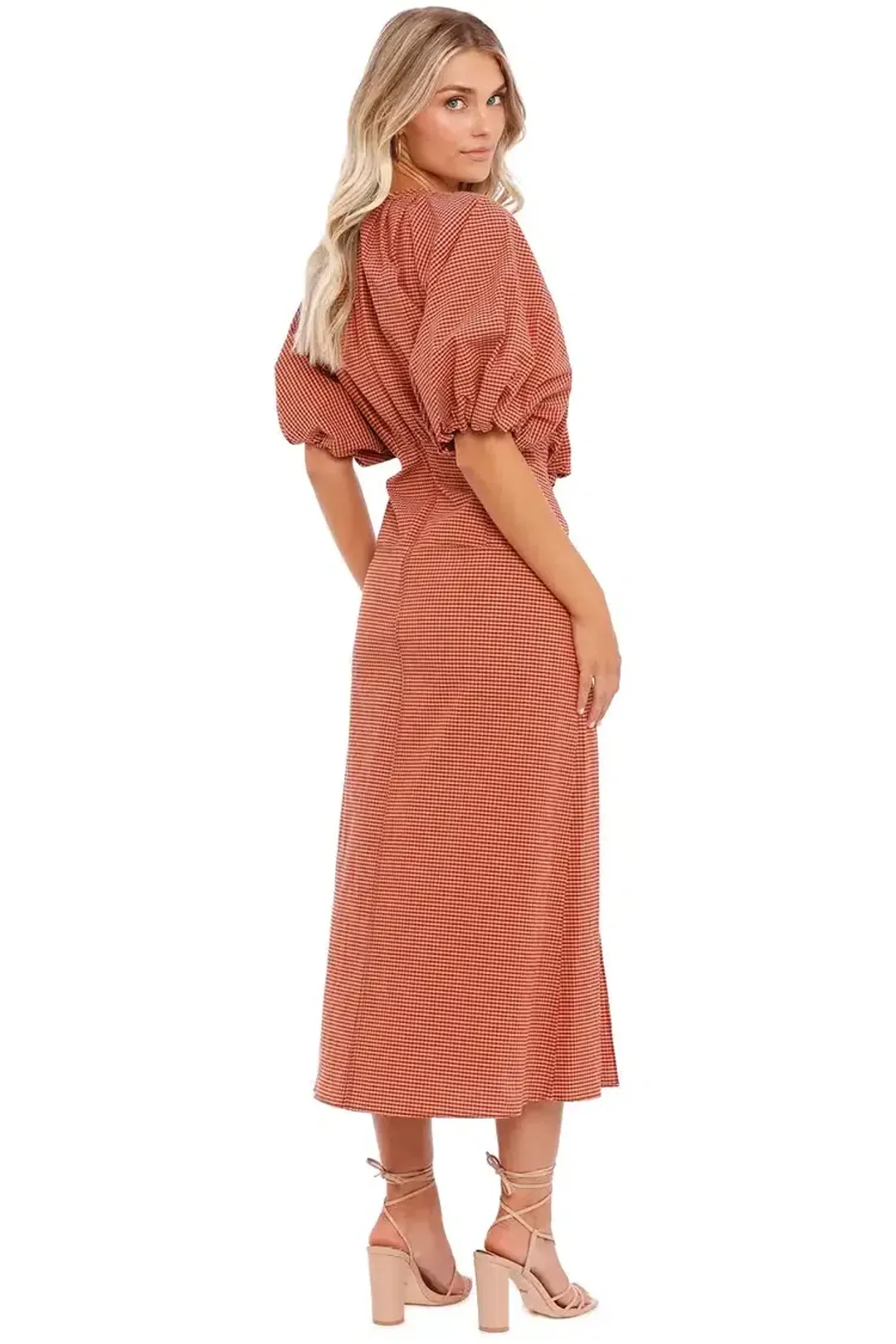 Camilla and Marc Vega Midi Dress in Pink Check Size 12 for rent on The Volte - main image
