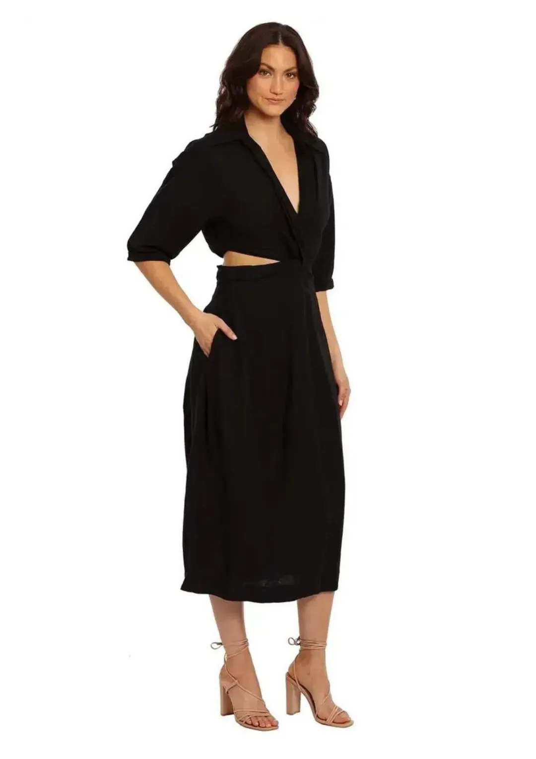 Camilla and Marc Marina Midi Dress in Black Size 8 for rent on The Volte - main image