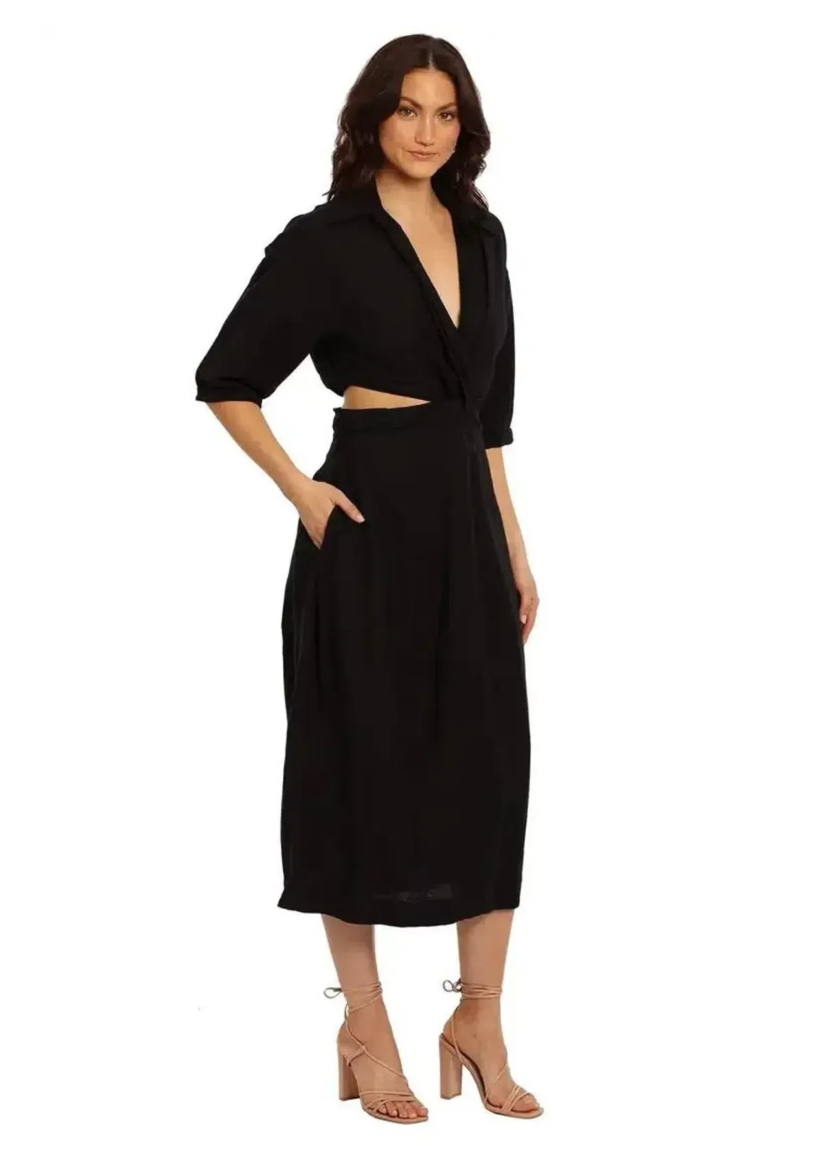 Camilla and Marc Marina Midi Dress in Black Size 8 for rent on The Volte - main image