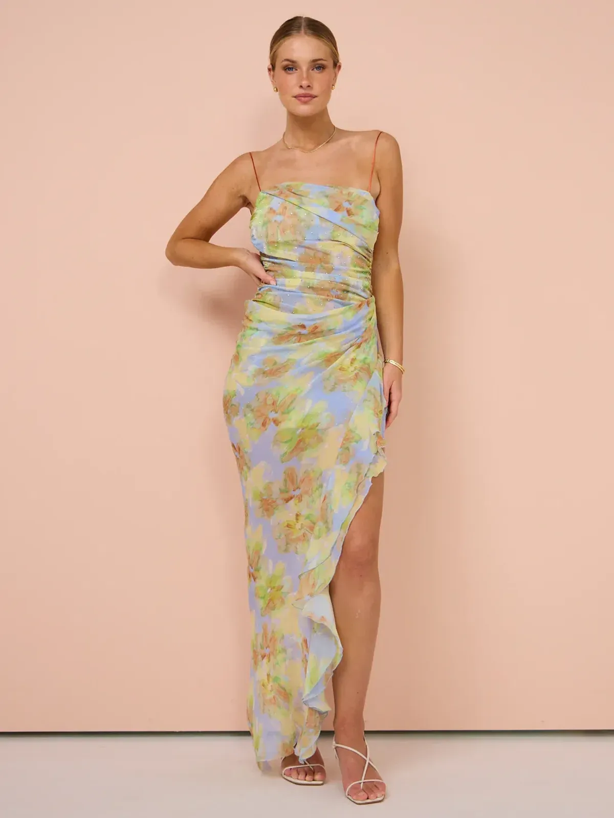 Bec & Bridge Zephy Asym Dress in Blue Blossom Floral Size 8 - Image 1