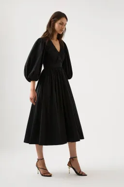 Aje Audrey Waisted Midi Dress Black Size 10 for rent on The Volte - image 1