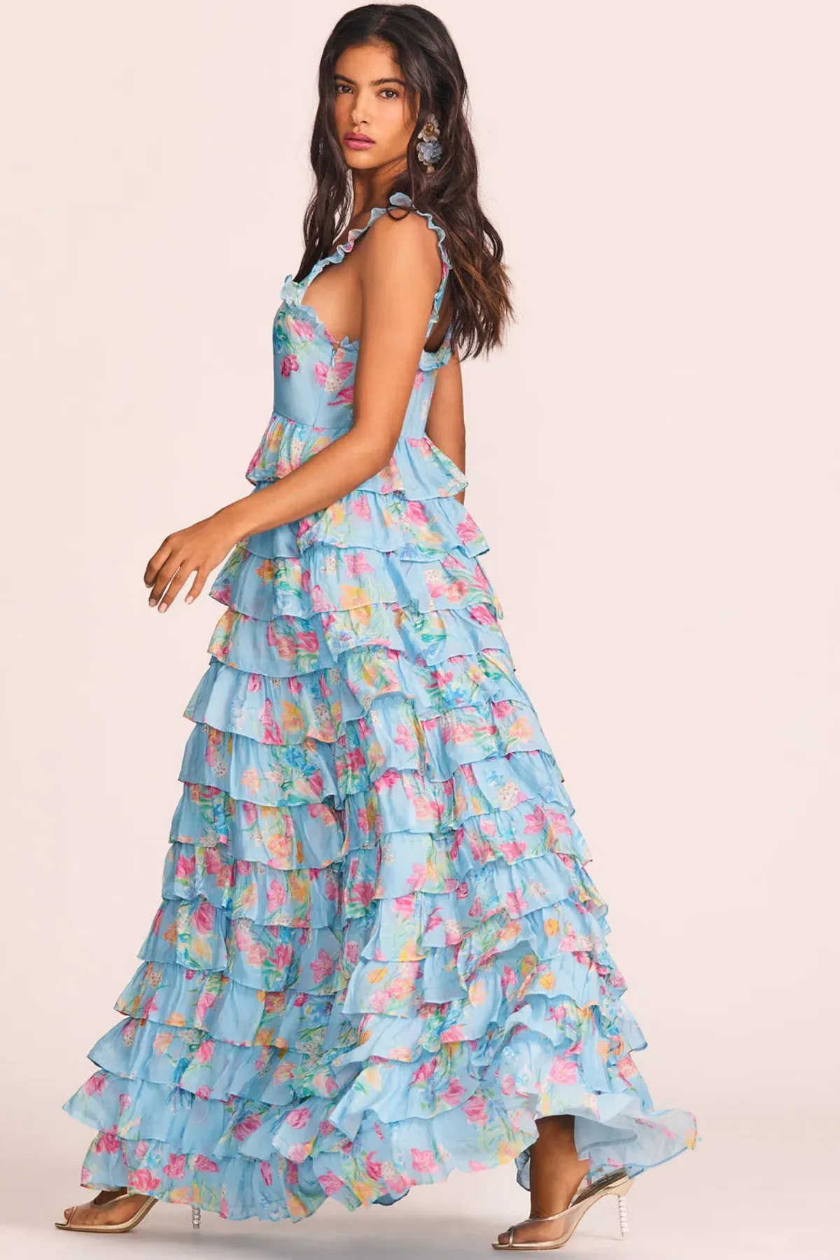 Loveshackfancy Idra Tiered Voile Maxi Dress Blue Lullaby Size 8 - Image 2