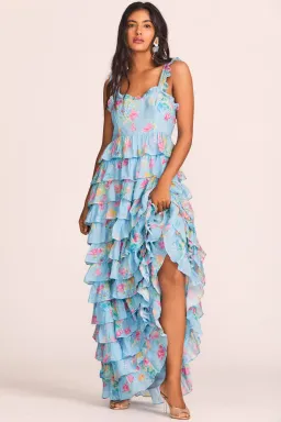 Loveshackfancy Idra Tiered Voile Maxi Dress Blue Lullaby Size 8 for rent on The Volte - image 1