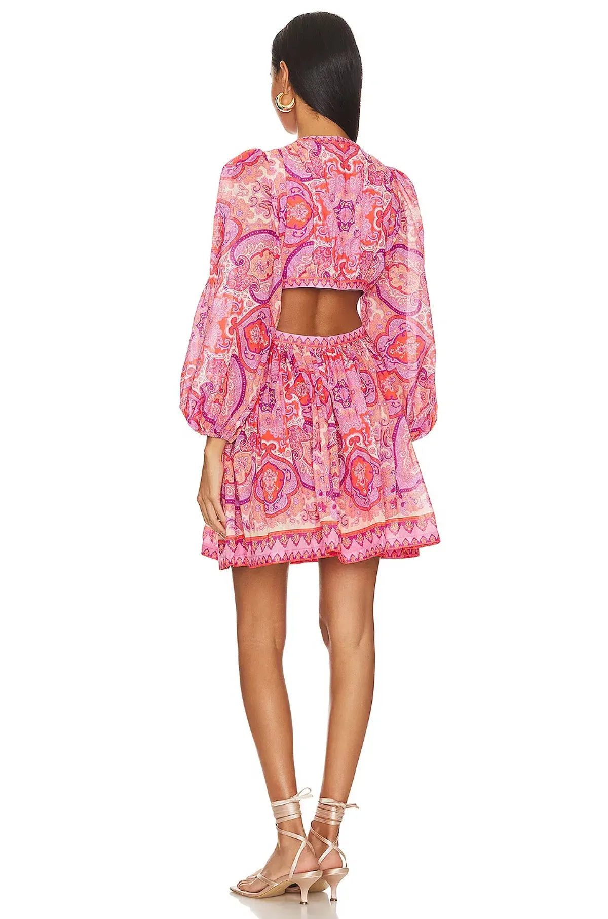 Zimmermann Halcyon Tie Front Mini Dress Pink/Purple Paisley Size 1 / AU 10 - Image 2