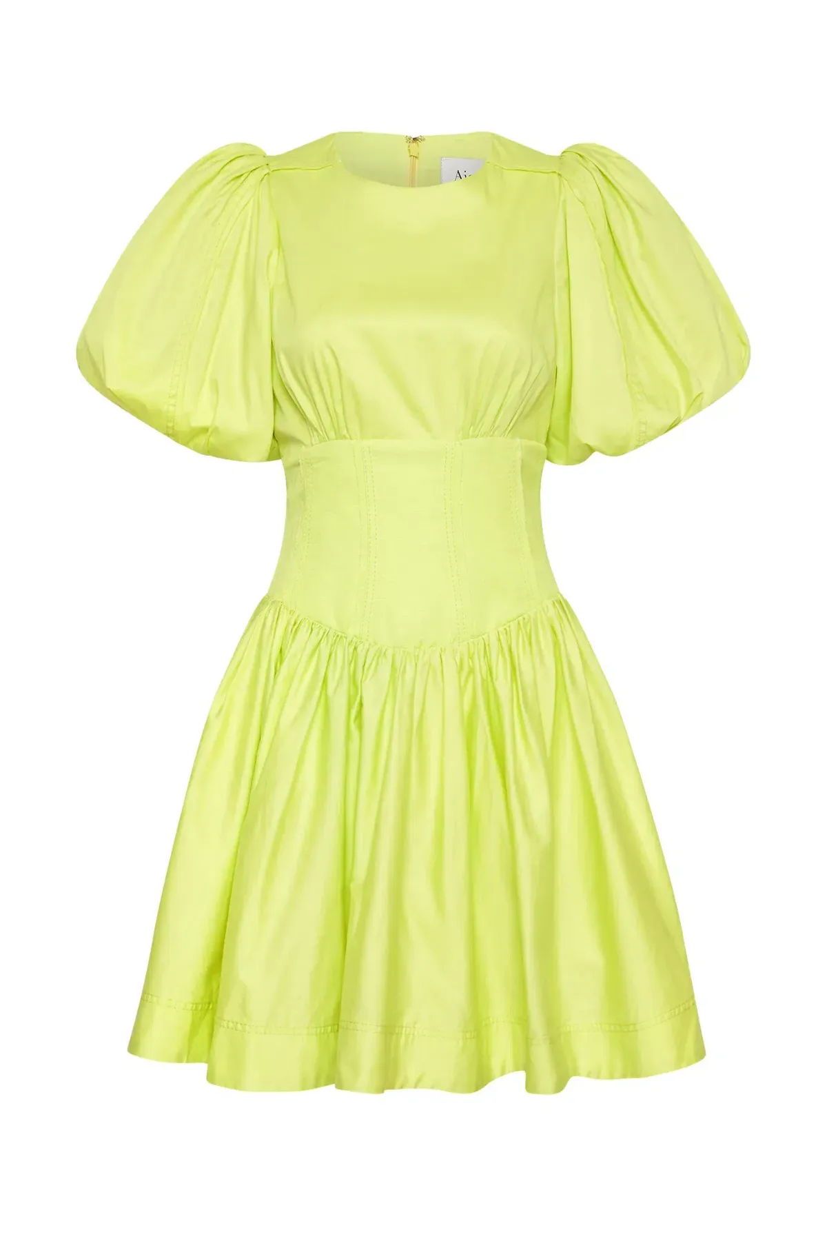 Aje Gianna Puff Sleeve Mini Dress Light Lemon Size 16 - Image 4