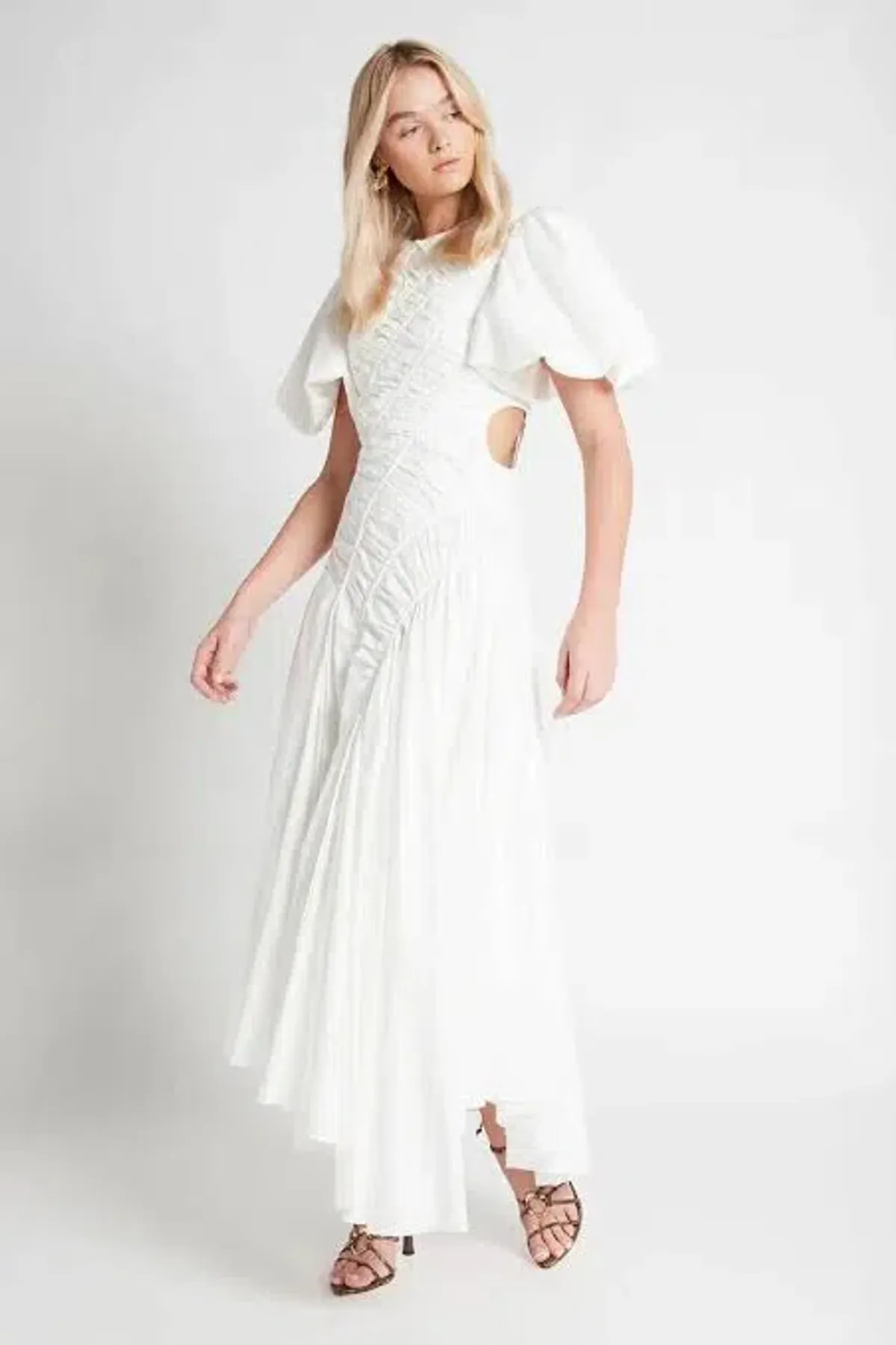 AJE Siren Drawstring Midi Dress Size 6 for rent on The Volte - main image
