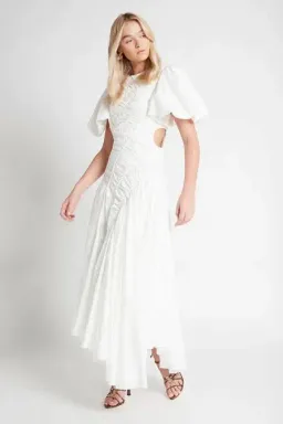 AJE Siren Drawstring Midi Dress Size 6 for rent on The Volte - image 1