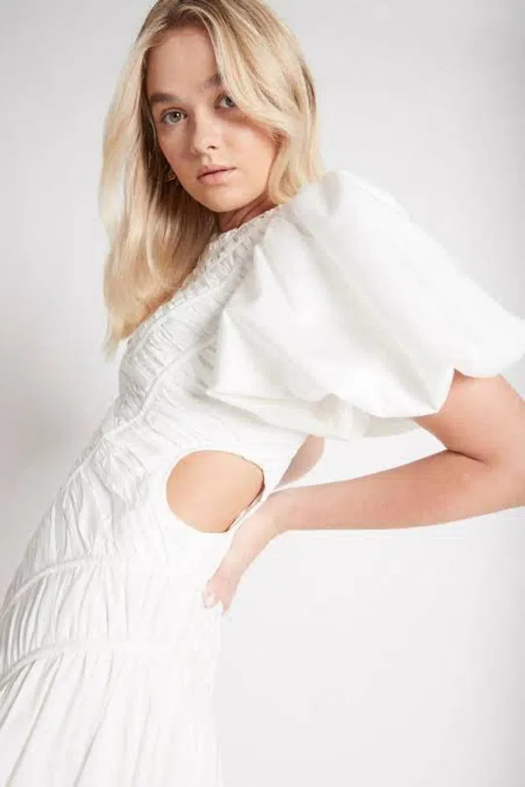 AJE Siren Drawstring Midi Dress Size 6 for rent on The Volte - main image