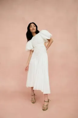 AJE Siren Drawstring Midi Dress Size 6 for rent on The Volte - image 3