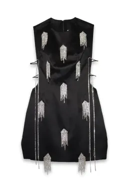 Kourh Onirique Crystal Mini Dress Black Size 10 for rent on The Volte - image 2