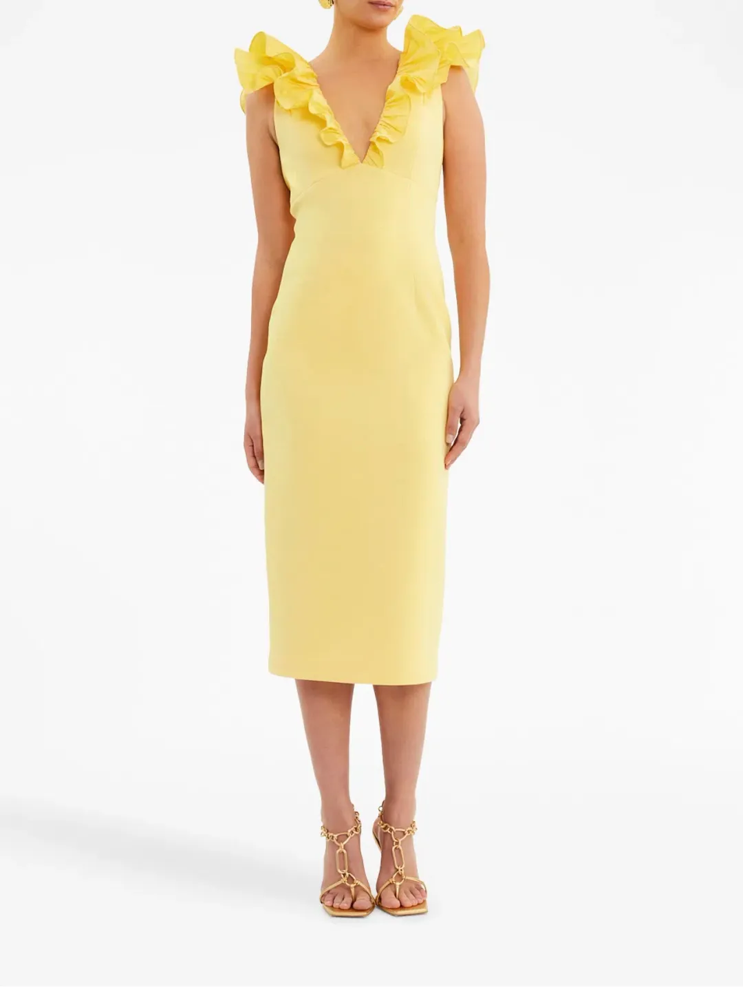 Rebecca Vallance Chloe Midi Dress Yellow Size 10 for rent on The Volte - main image