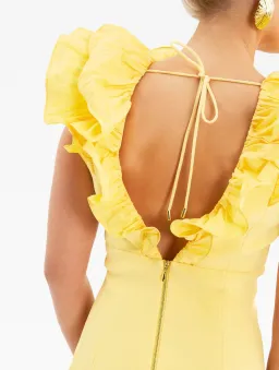 Rebecca Vallance Chloe Midi Dress Yellow Size 10 for rent on The Volte - image 4