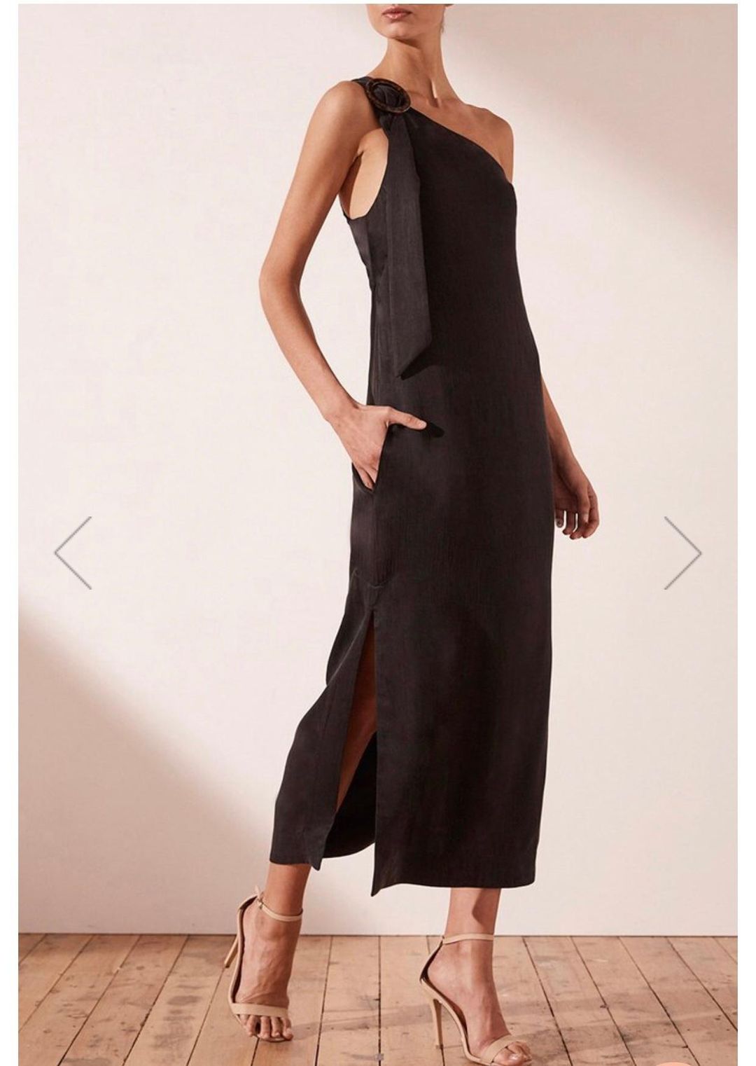 Shona Joy One Shoulder Black Dress Size 12 for rent on The Volte - main image