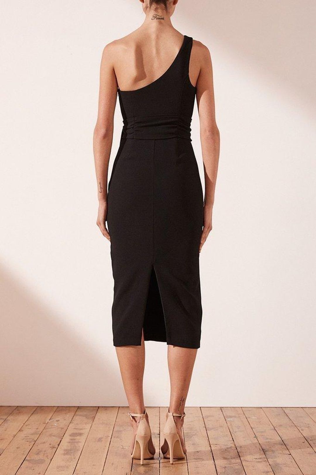 Shona Joy One Shoulder Black Dress Size 12 for rent on The Volte - main image
