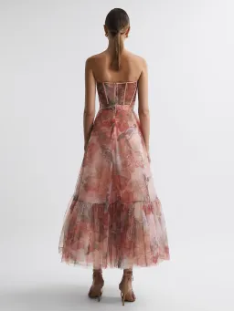 Leo Lin Rae Bustier Midi Dress in Azalea Print Size 14 for rent on The Volte - image 3
