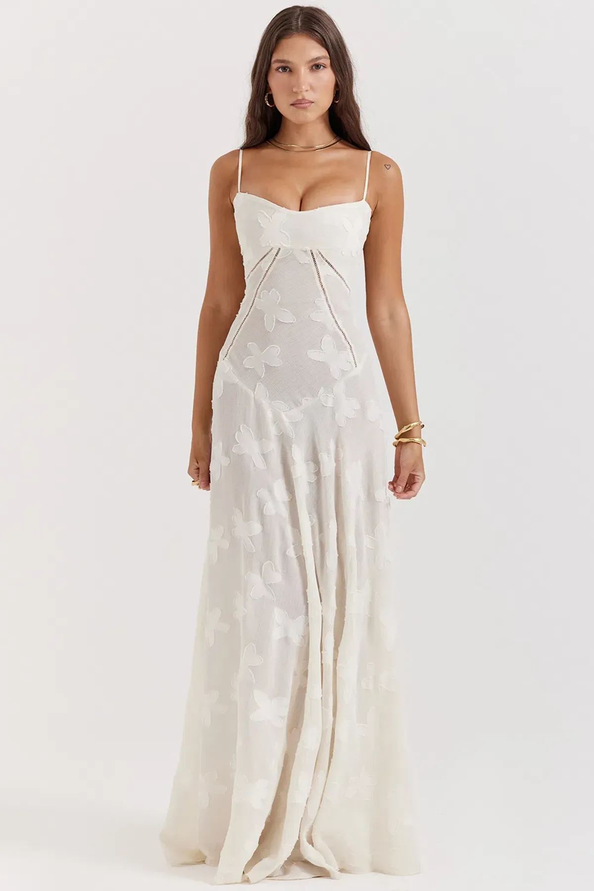 House Of CB Seren Lace Back Maxi Dress Vintage Cream Floral Size XS / AU 6 - Image 4