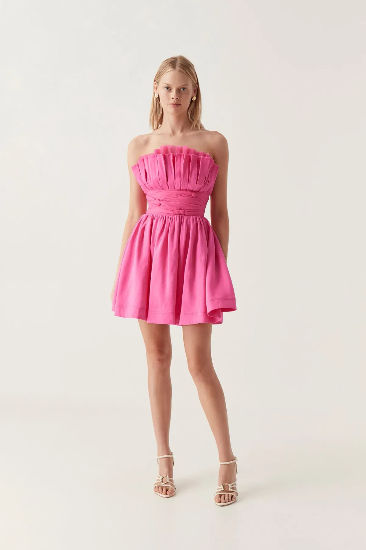 Aje Whisper Layered Mini Dress in Pink Size 6 for rent on The Volte - main image