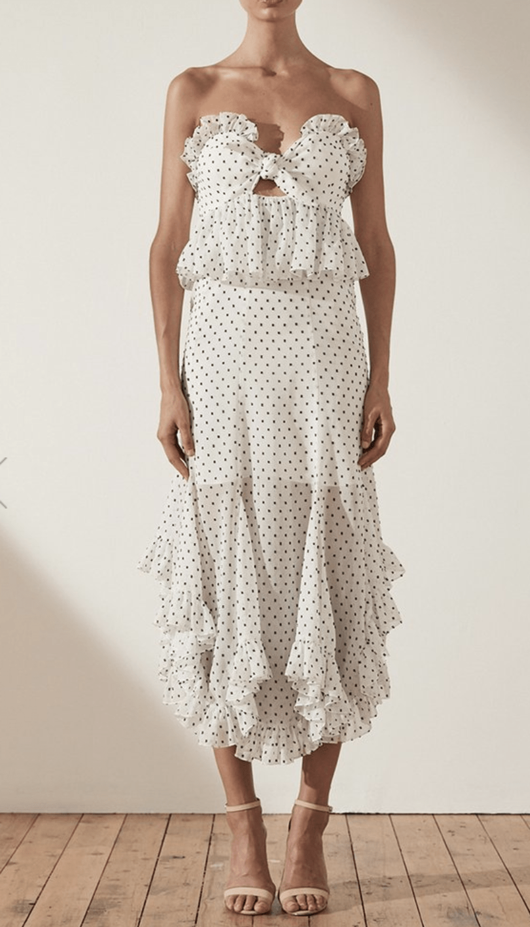 Wilder Tie Front Godet Midi Dress for rent on The Volte - main image