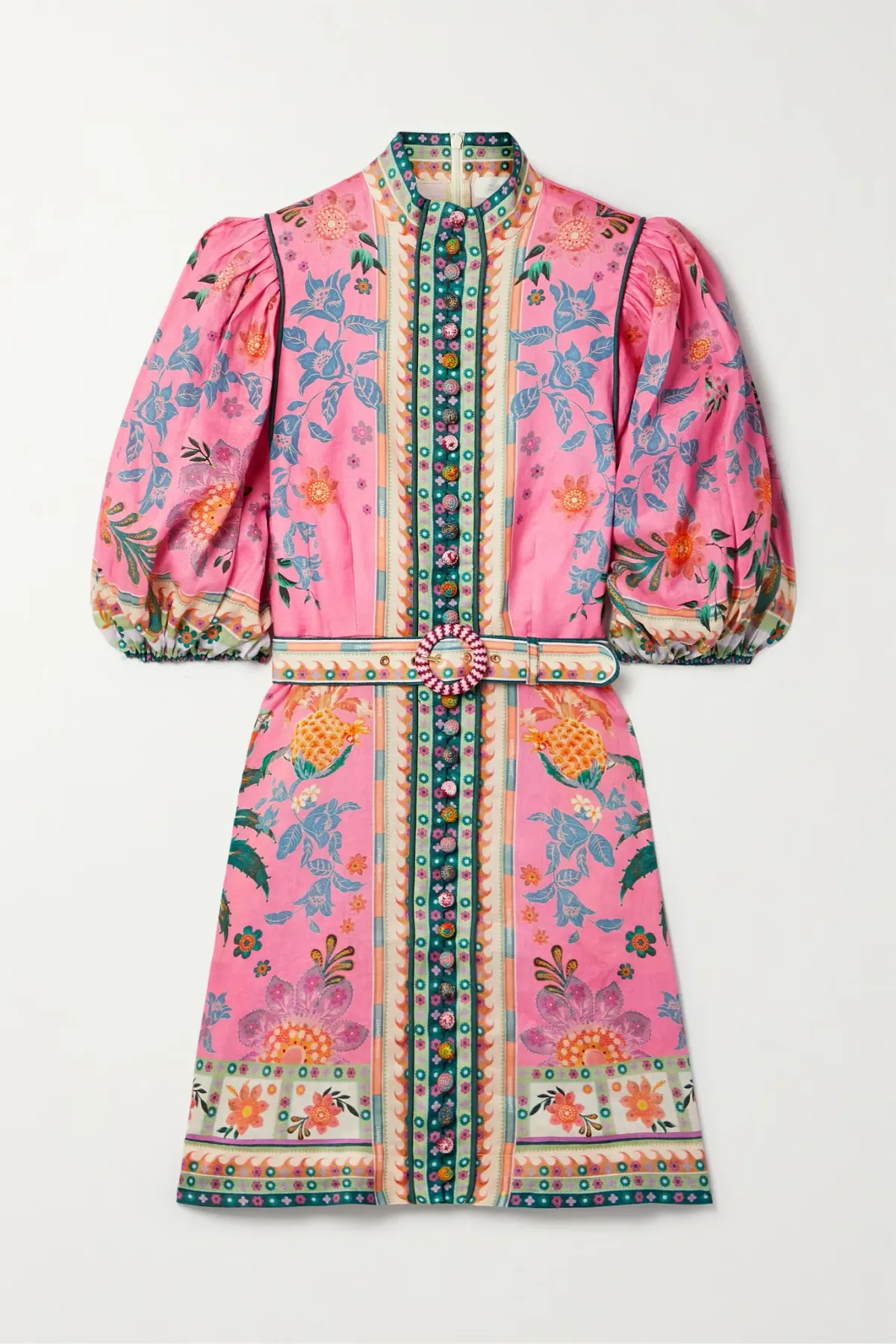 Zimmermann Ginger Buttoned Mini Dress Pink Multi Size 2 / AU 10-12 - Image 3