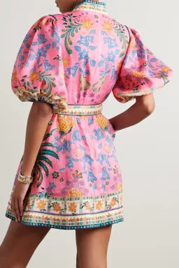 Zimmermann Ginger Buttoned Mini Dress Pink Multi Size 2 / AU 10-12 for rent on The Volte - image 2
