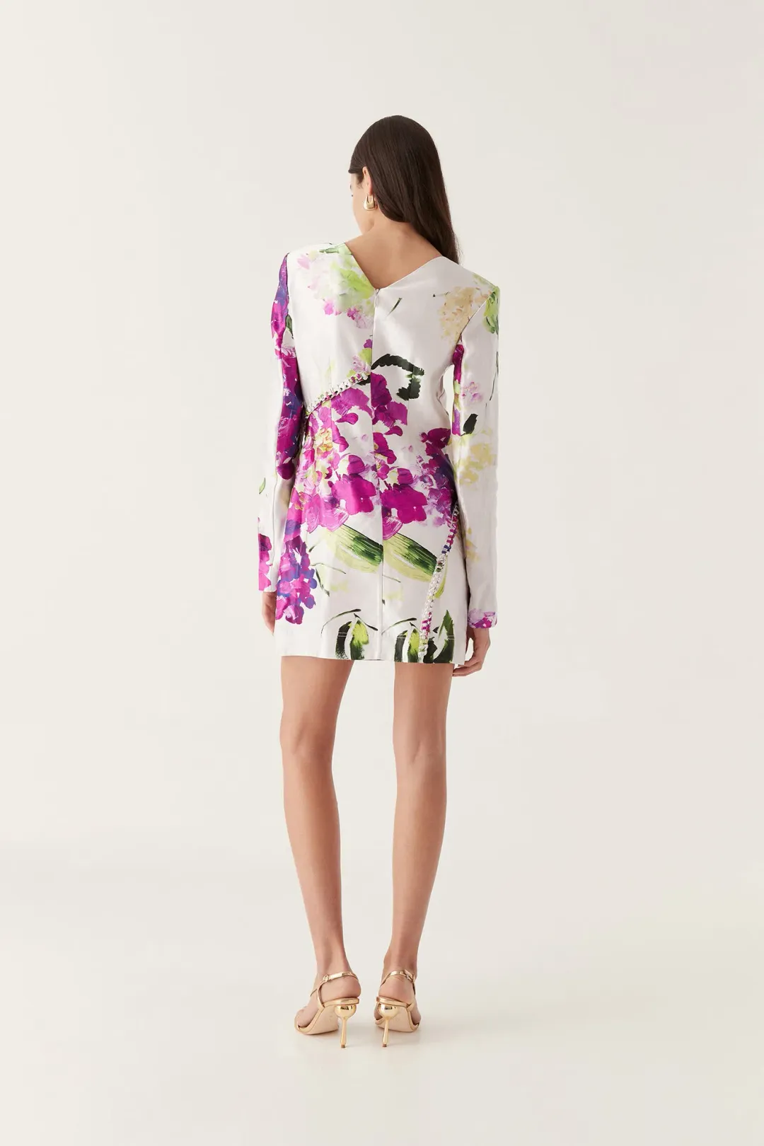 Aje Arbour Whipstitch Mini Dress Wild Hydrangea Floral Size 10 for rent on The Volte - main image