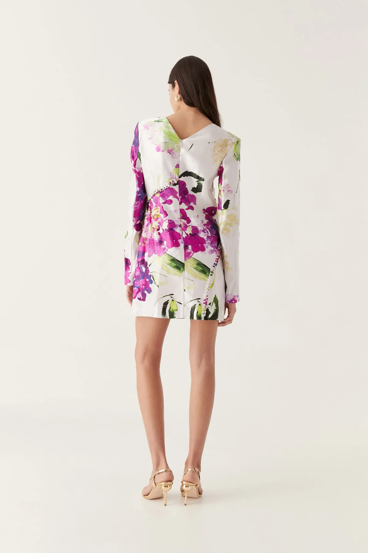 Aje Arbour Whipstitch Mini Dress Wild Hydrangea Floral Size 10 - Image 3