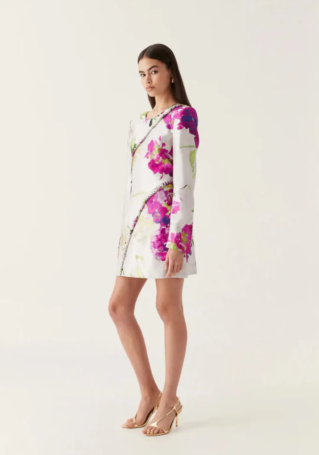 Aje Arbour Whipstitch Mini Dress Wild Hydrangea Floral Size 10 for rent on The Volte - main image