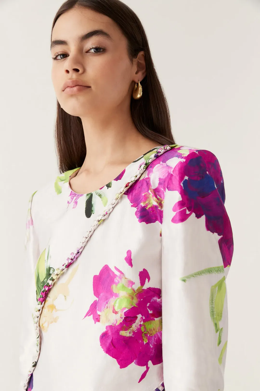 Aje Arbour Whipstitch Mini Dress Wild Hydrangea Floral Size 10 for rent on The Volte - main image