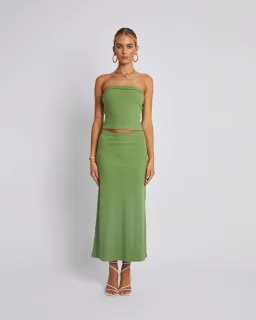 Summi Summi Midi Skirt and Tube Top Set Olive Size 8 for rent on The Volte - image 1