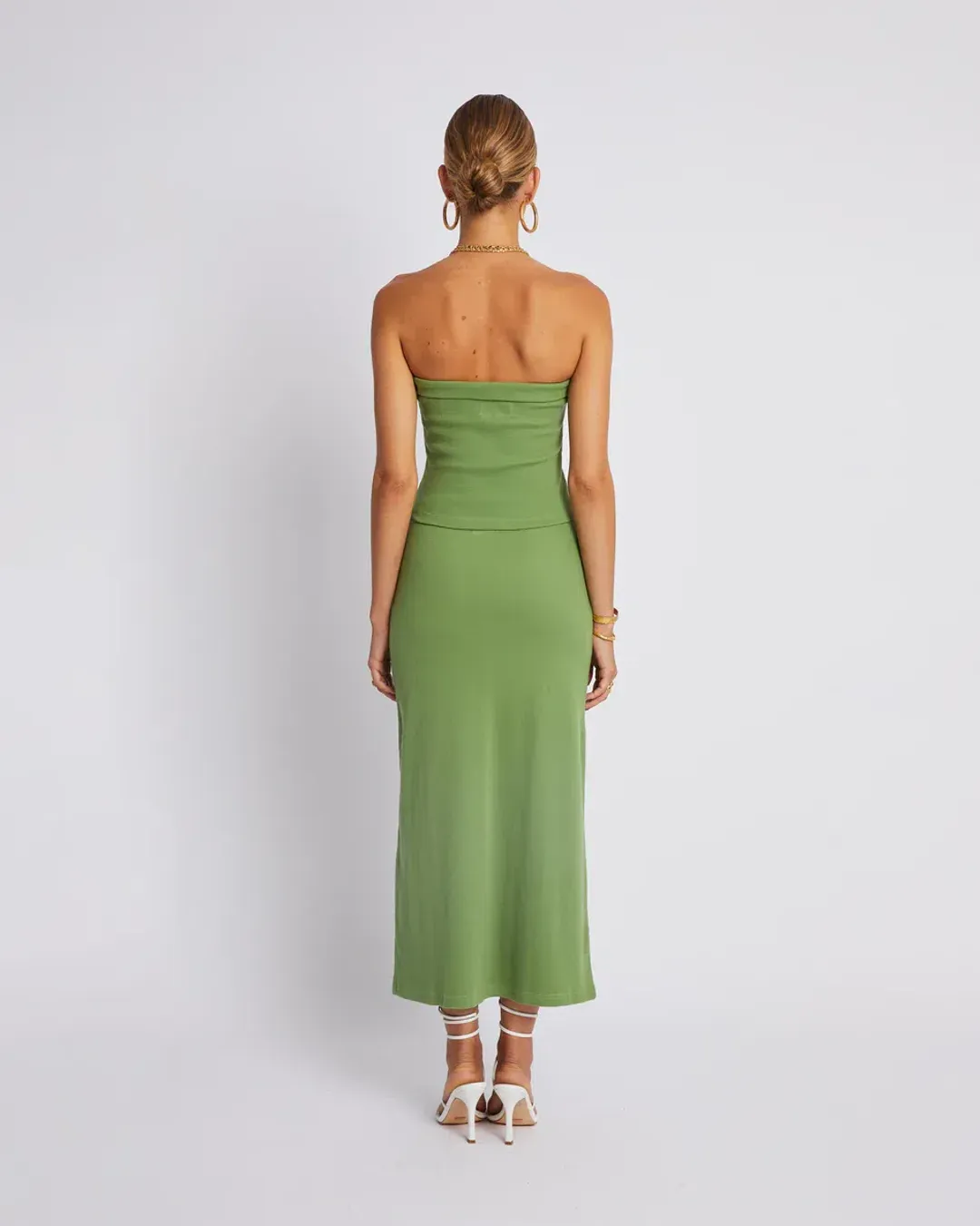 Summi Summi Midi Skirt and Tube Top Set Olive Size 8 for rent on The Volte - main image