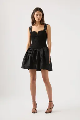 Aje Mira Logo Strap Tulip Dress Black Size S / Au 8 for rent on The Volte - image 2