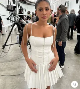 House of CB Marcy Pleated Mini Dress White Size S / AU 8 for rent on The Volte - image 5