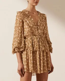 Shona Joy Julia Balloon Sleeve Drawstring Mini Dress Floral Size AU 10 for rent on The Volte - image 5